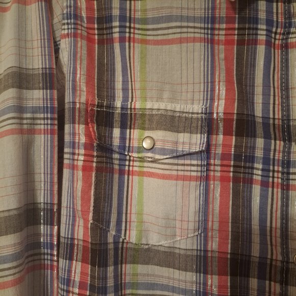 Wrangler Women's Plaid Pearl Snap Front Long Sleeve Top Sz Large or Med Fit - Picture 4 of 9